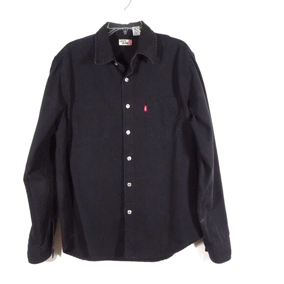Vintage Levi's Shirt Men's Size M Black Denim Two Pocket Metal Buttons Y2K 90s - Picture 1 of 9